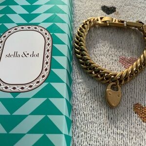 Stella & Dot Gold Heart Lock Bracelet